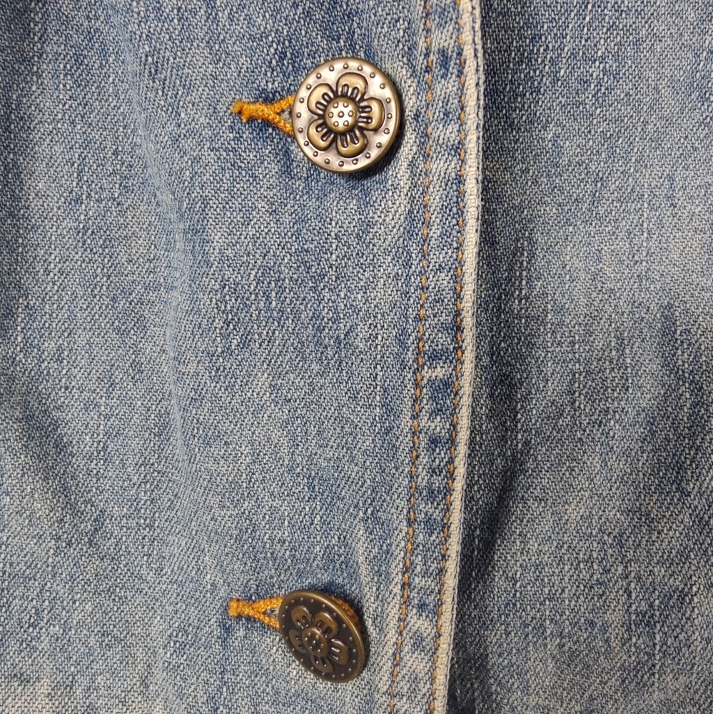 Willi Smith Women's 100% Cotton Embellished Jean Denim Jacket Blazer, Sz M - Picture 6 of 9